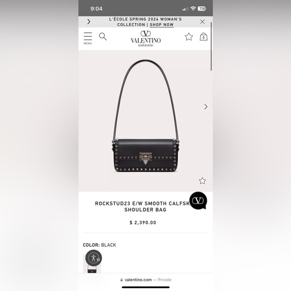 Valentino ROCKSTUD23 E/W SMOOTH CALFSKIN SHOULDER BAG - Picture 5 of 9